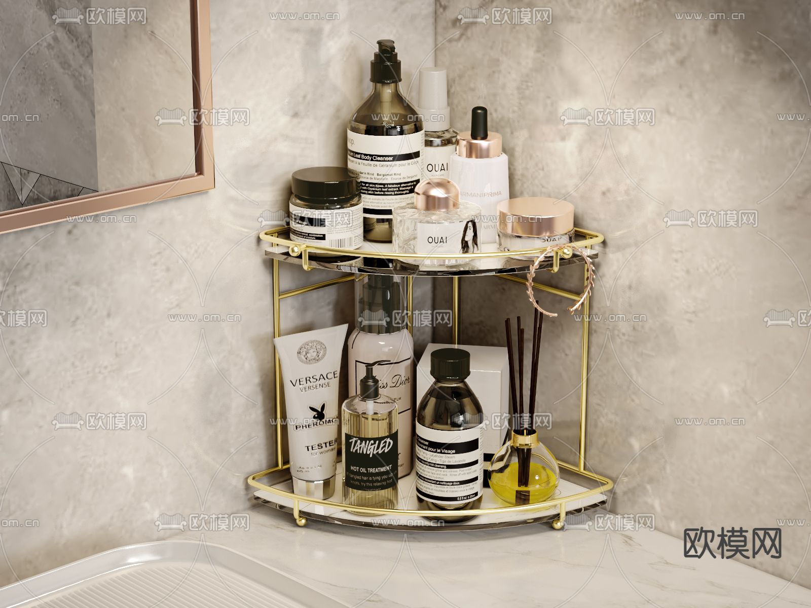 现代金属卫浴三角置物架3d模型下载