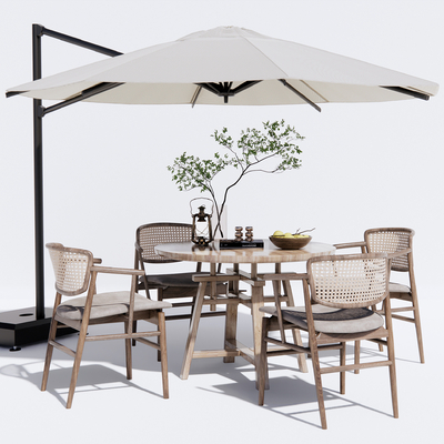  现代户外休闲桌椅su模型 