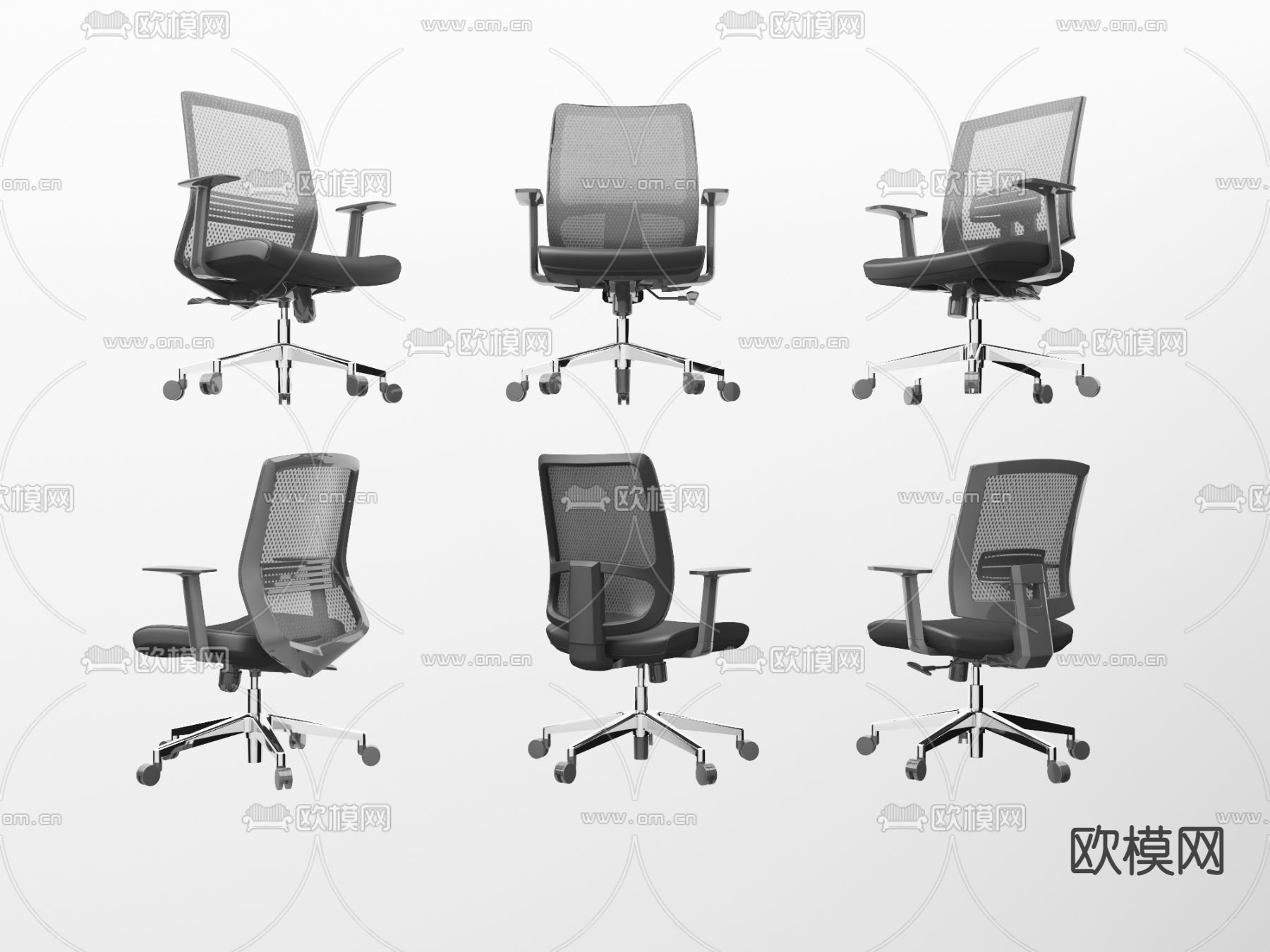现代网布办公转椅3d模型下载