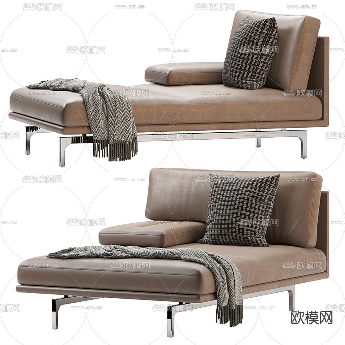 现代皮革贵妃椅3d模型下载（渲染图4）