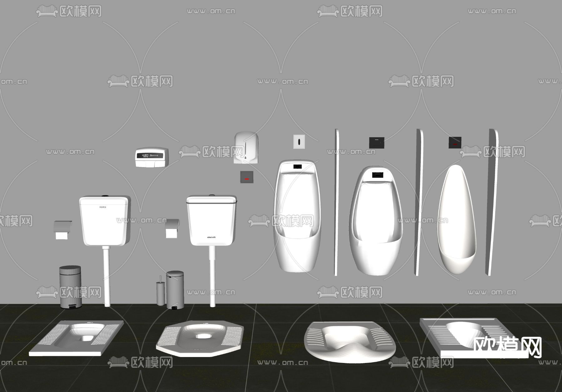 现代小便斗蹲便器su模型下载