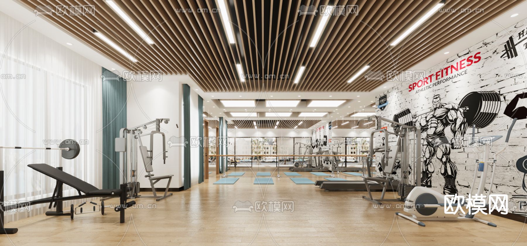 现代健身房3d模型下载