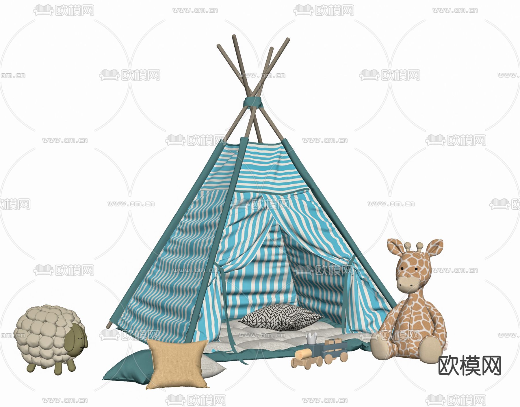 现代儿童帐篷su模型
