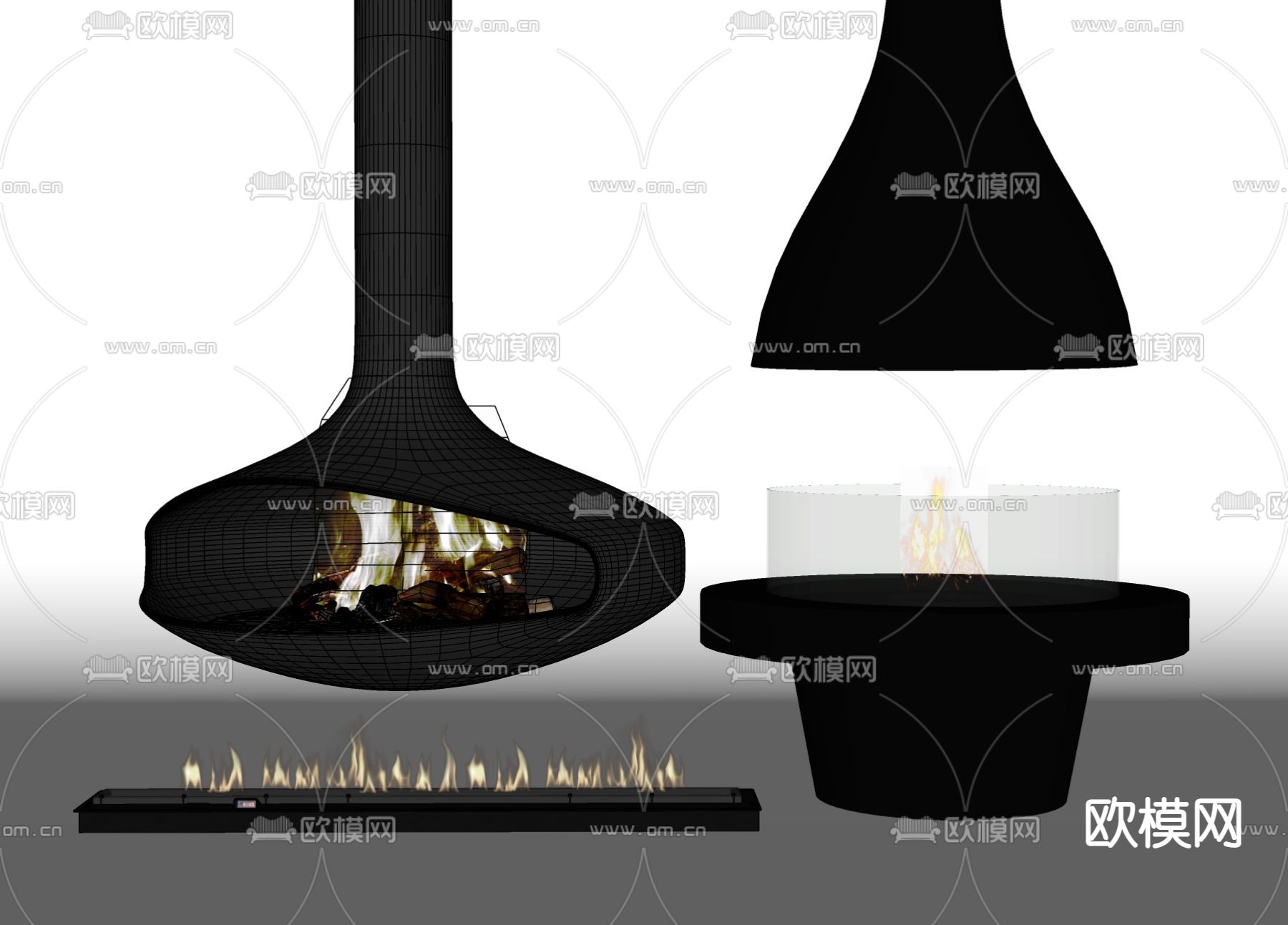 北欧壁炉su模型下载（渲染图2）