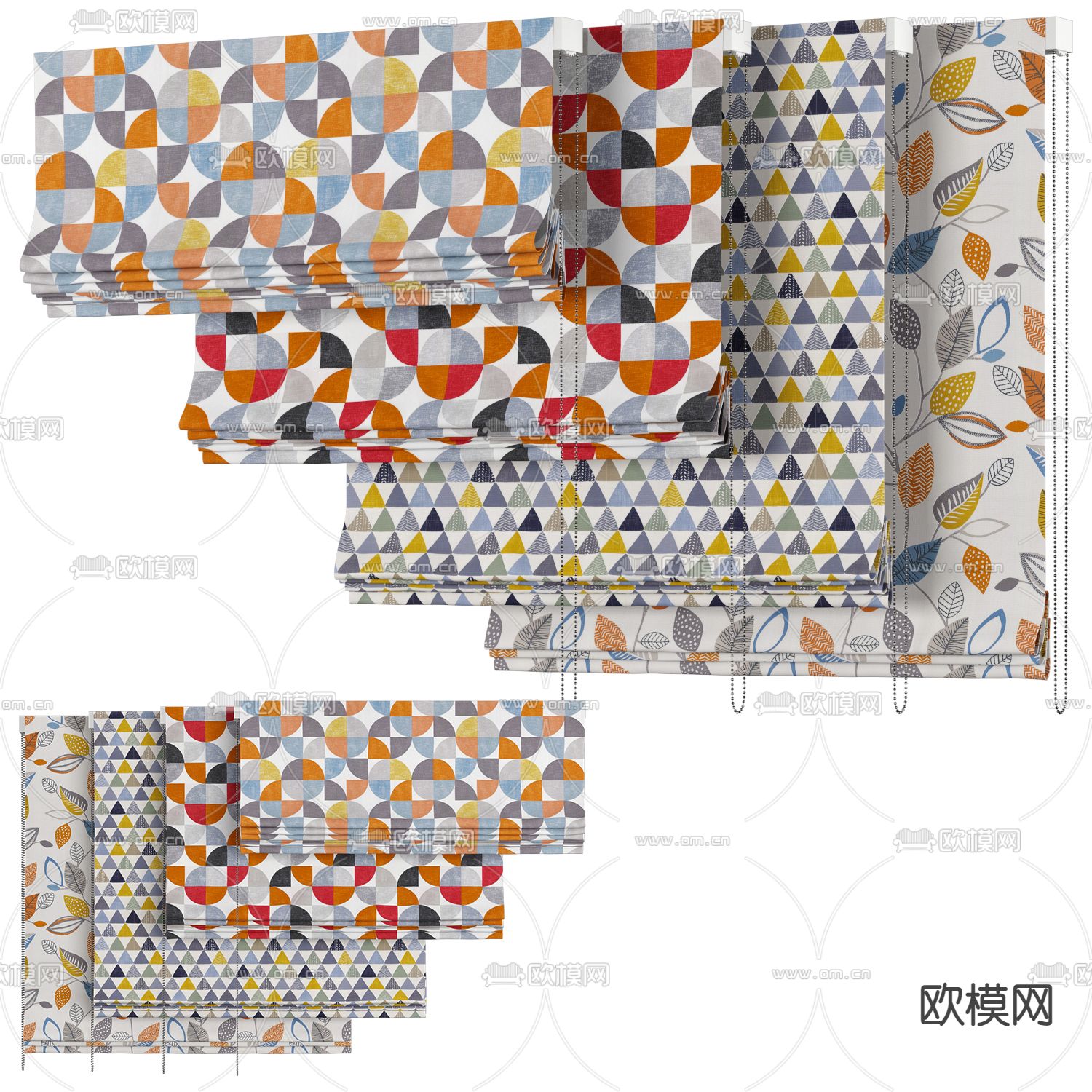 北欧布艺卷帘窗帘3d模型下载