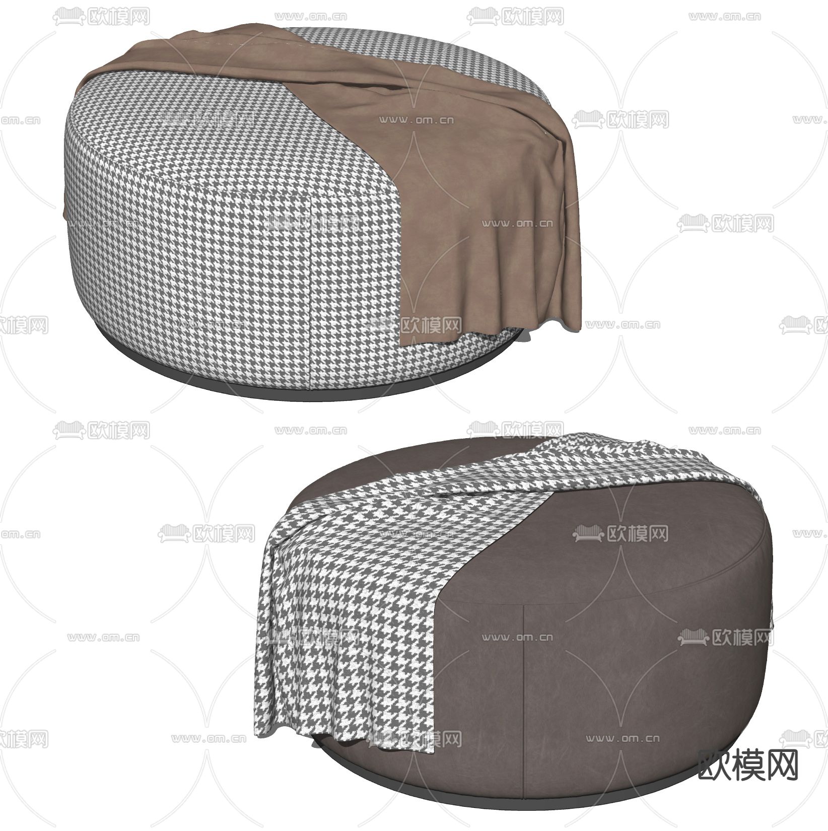 现代矮凳脚塌su模型下载（渲染图2）