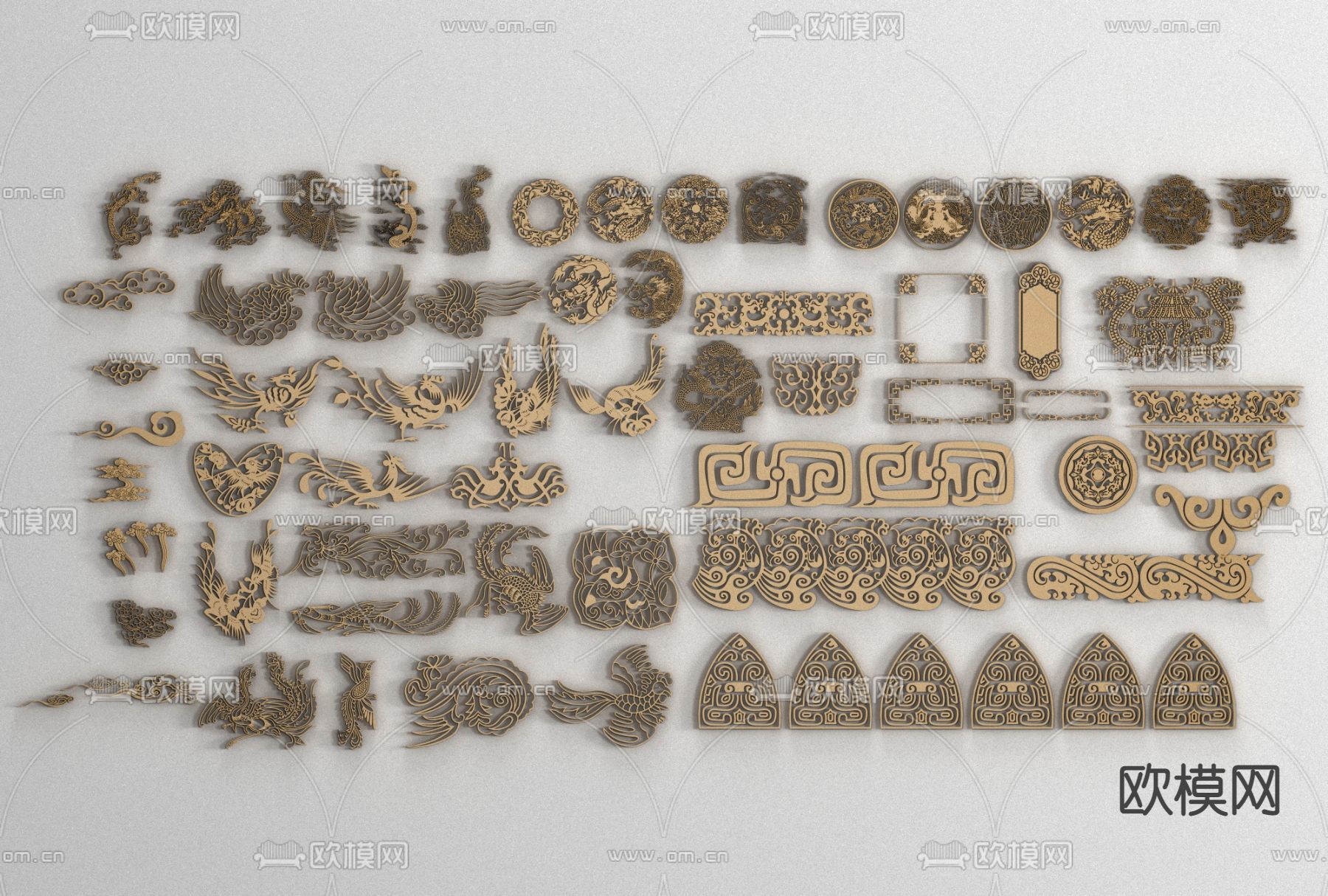 新中式金属雕花免费3d模型下载_ID11832021_3dmax免费模型-欧模网