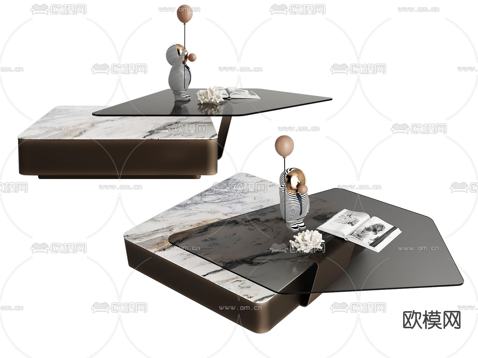 现代大理石茶几3d模型