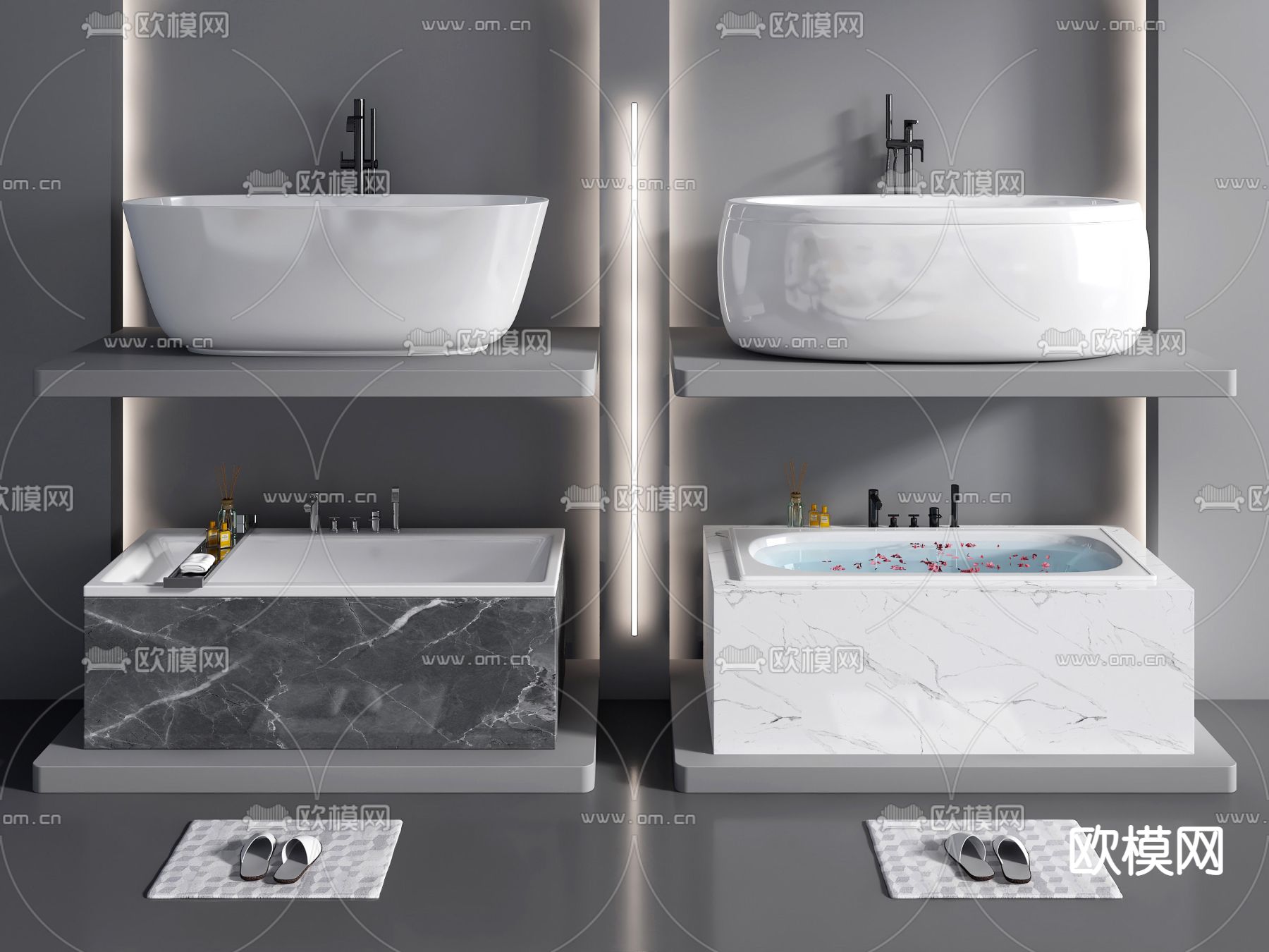 现代浴缸su模型下载（渲染图1）