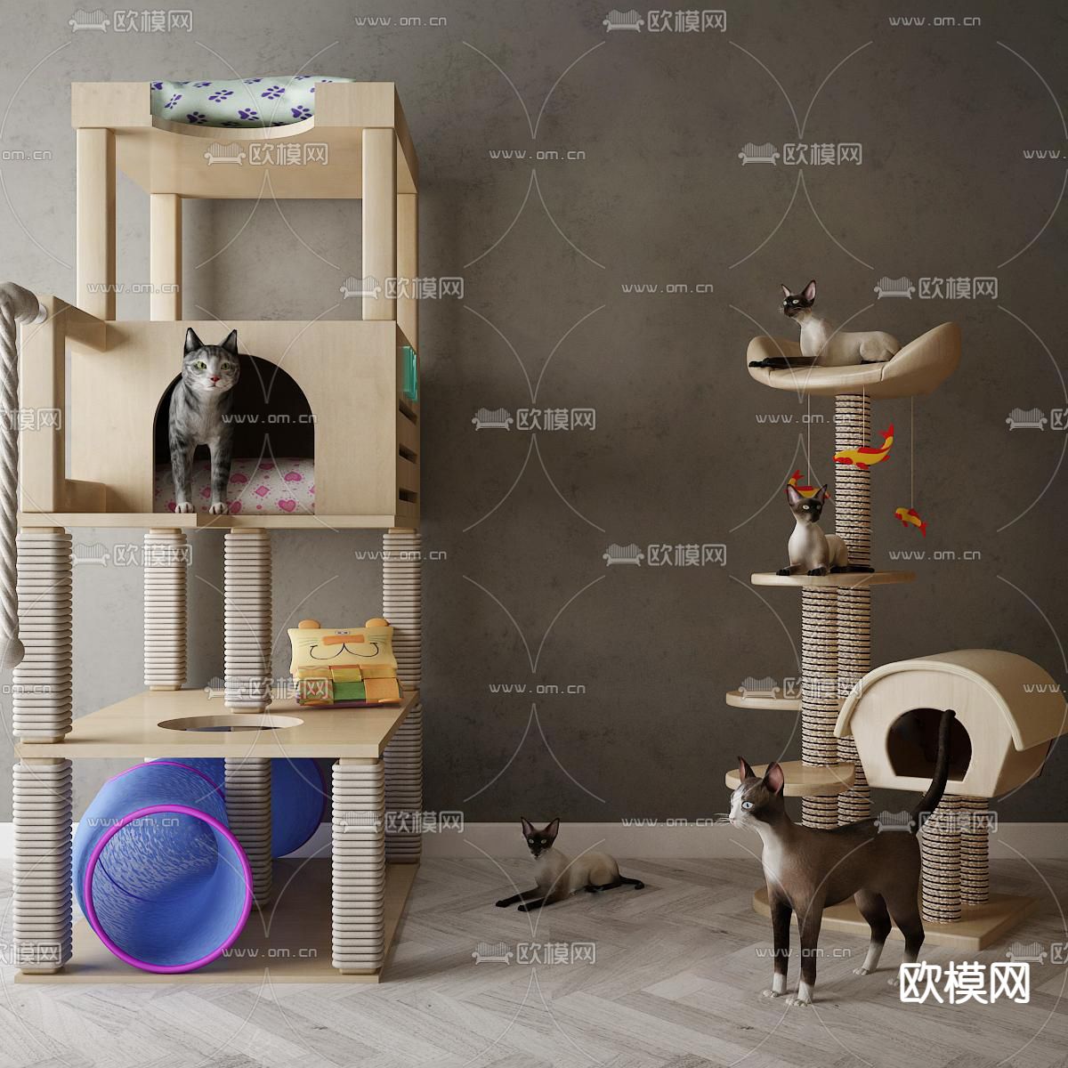 北欧猫爬架su模型