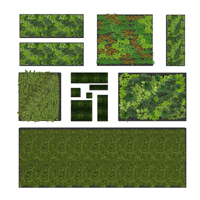  现代苔藓绿植墙su模型 