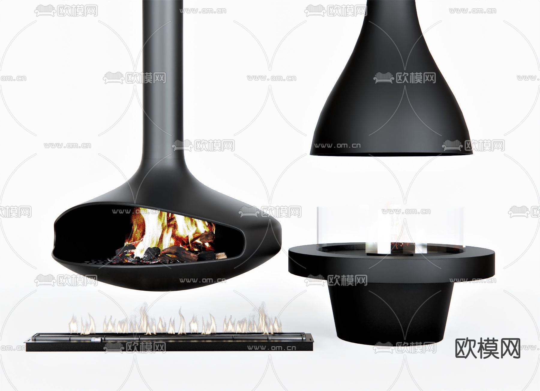 北欧壁炉su模型下载（渲染图1）
