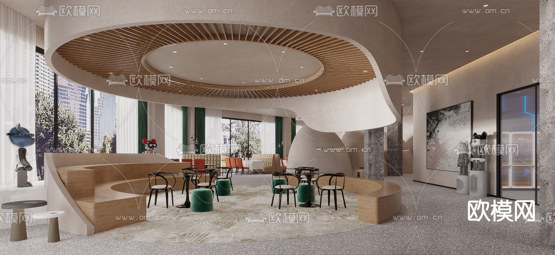 现代办公室洽谈区3d模型下载