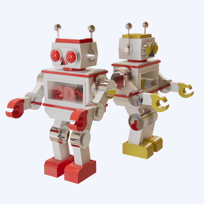  现代玩具机器人手办su模型 