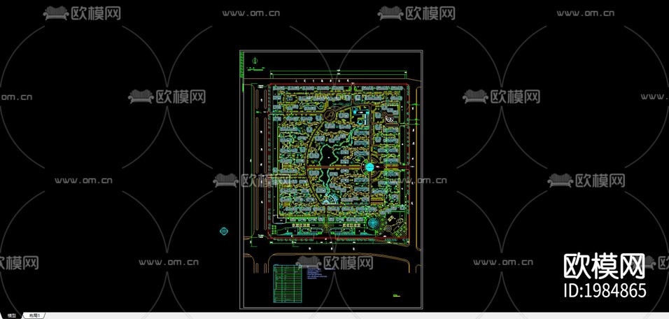小区景观规划cad施工图下载(渲染图1)