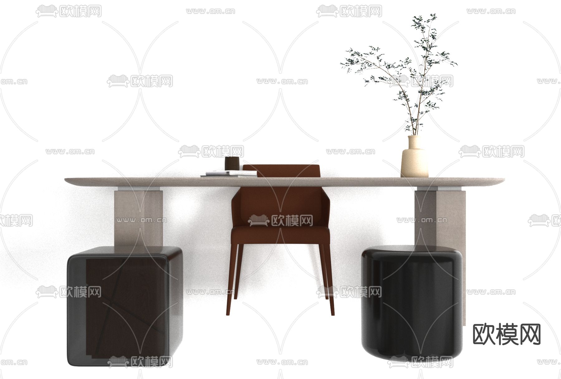 现代书桌椅免费3d模型下载