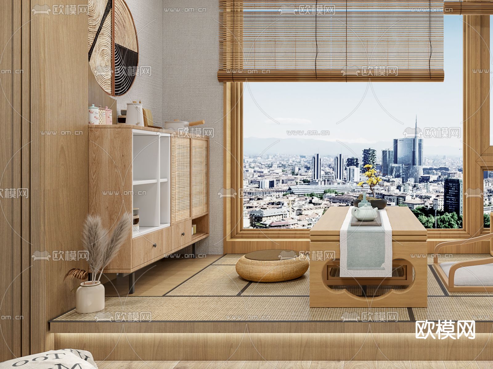 日式榻榻米茶室3d模型下载（渲染图2）