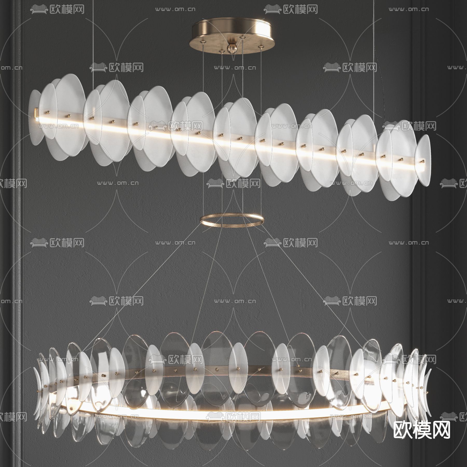 现代轻奢水晶吊灯su模型