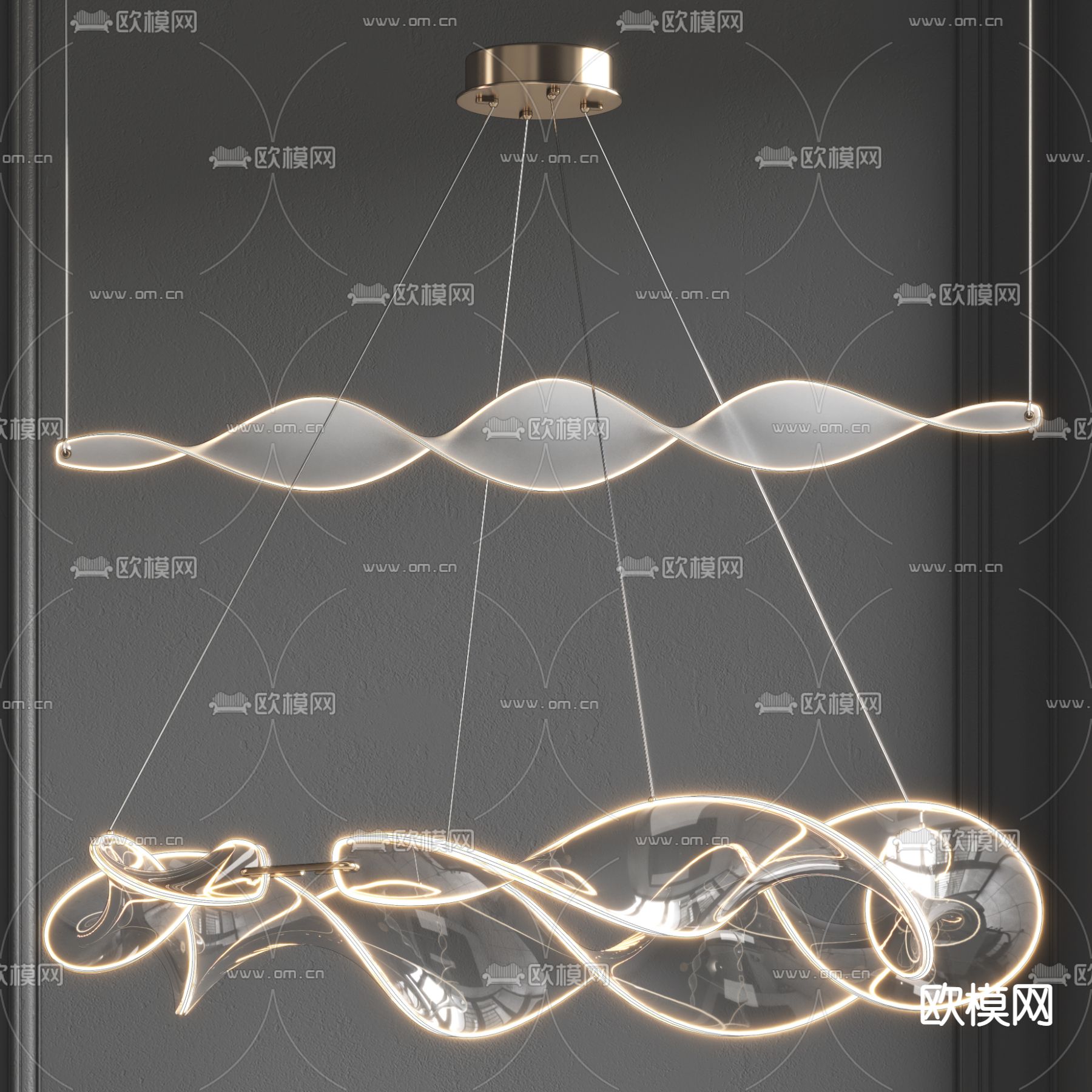 现代简约吊灯su模型下载（渲染图1）