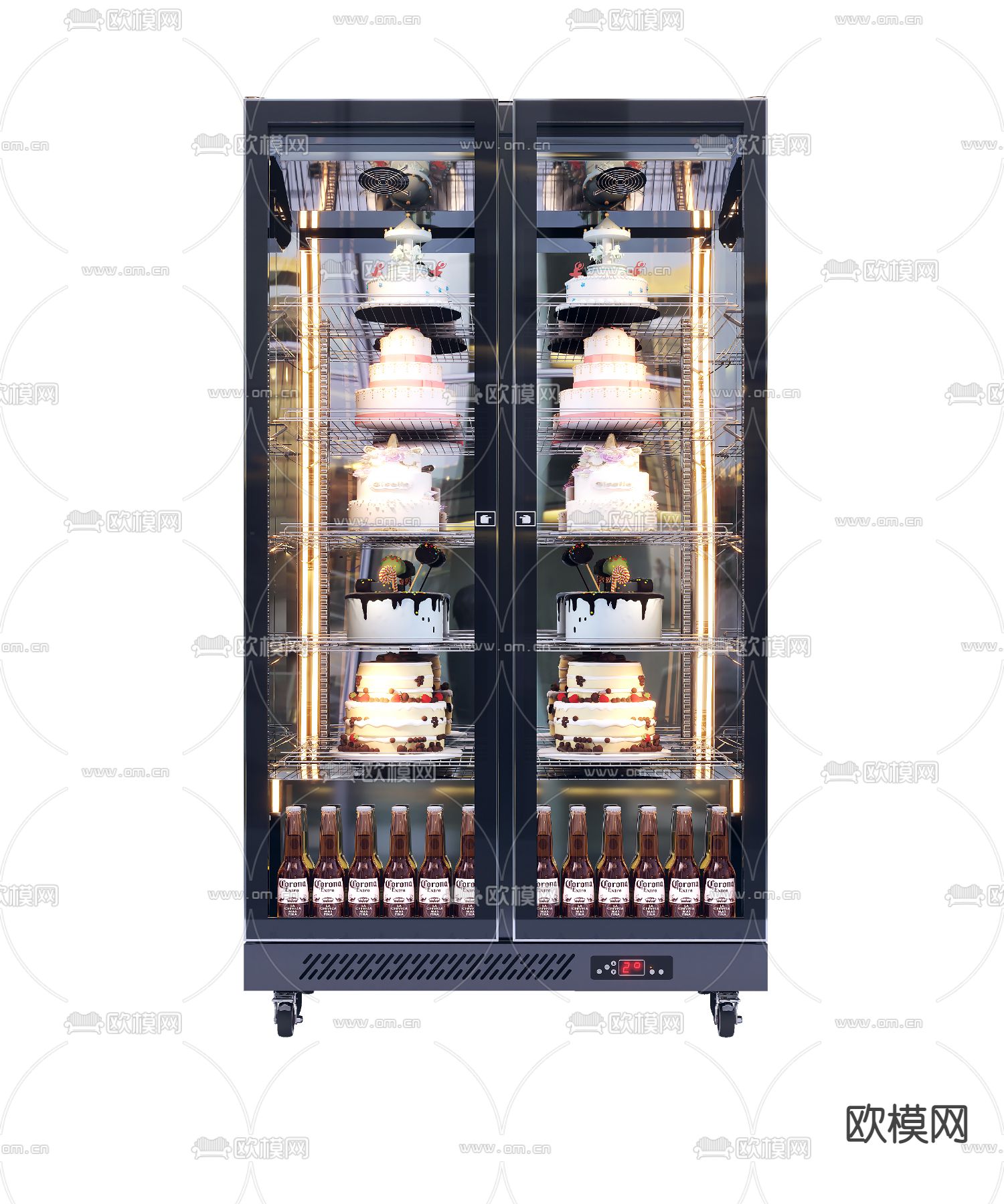 现代冰箱冰柜3d模型下载（渲染图2）