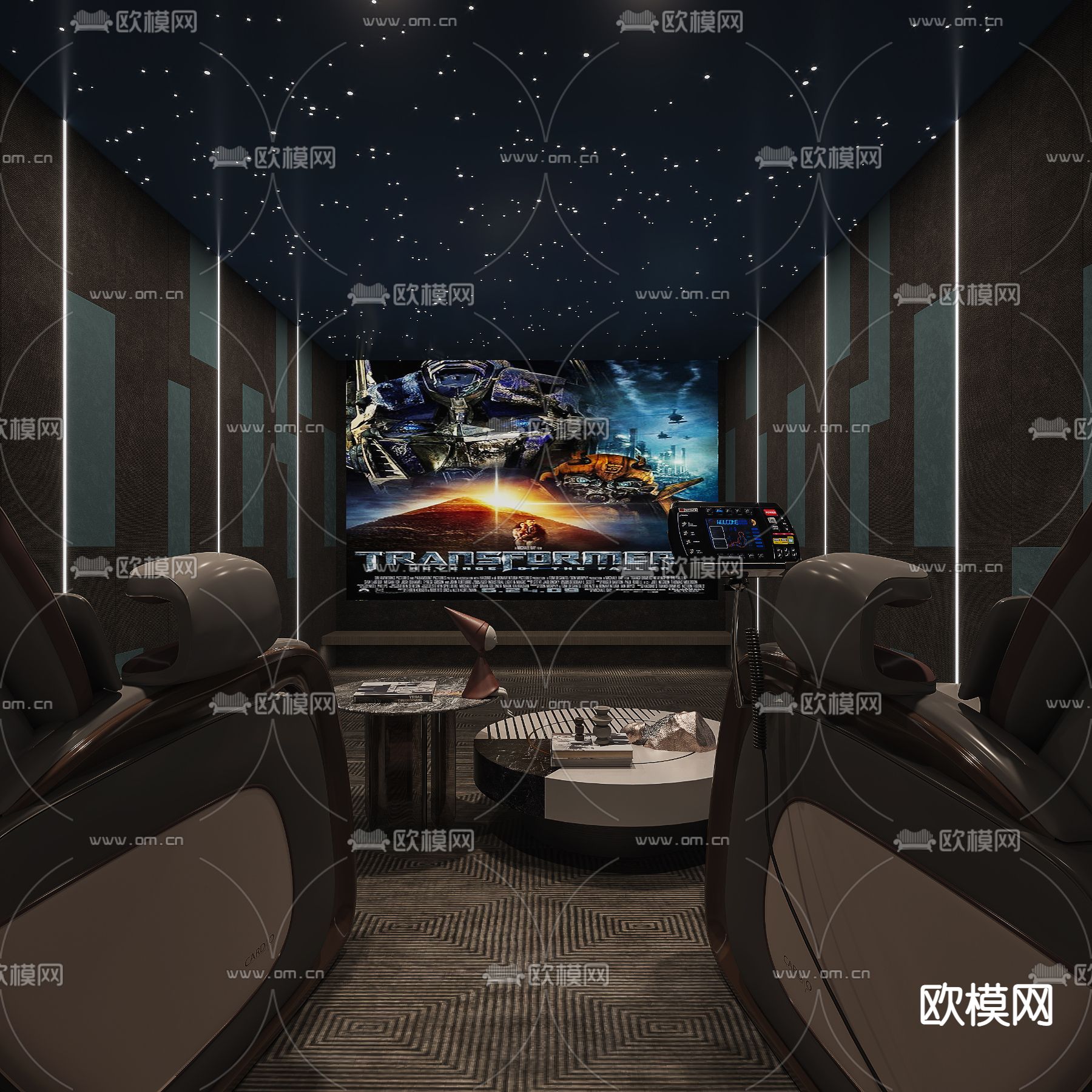 现代影音室视听室3d模型下载