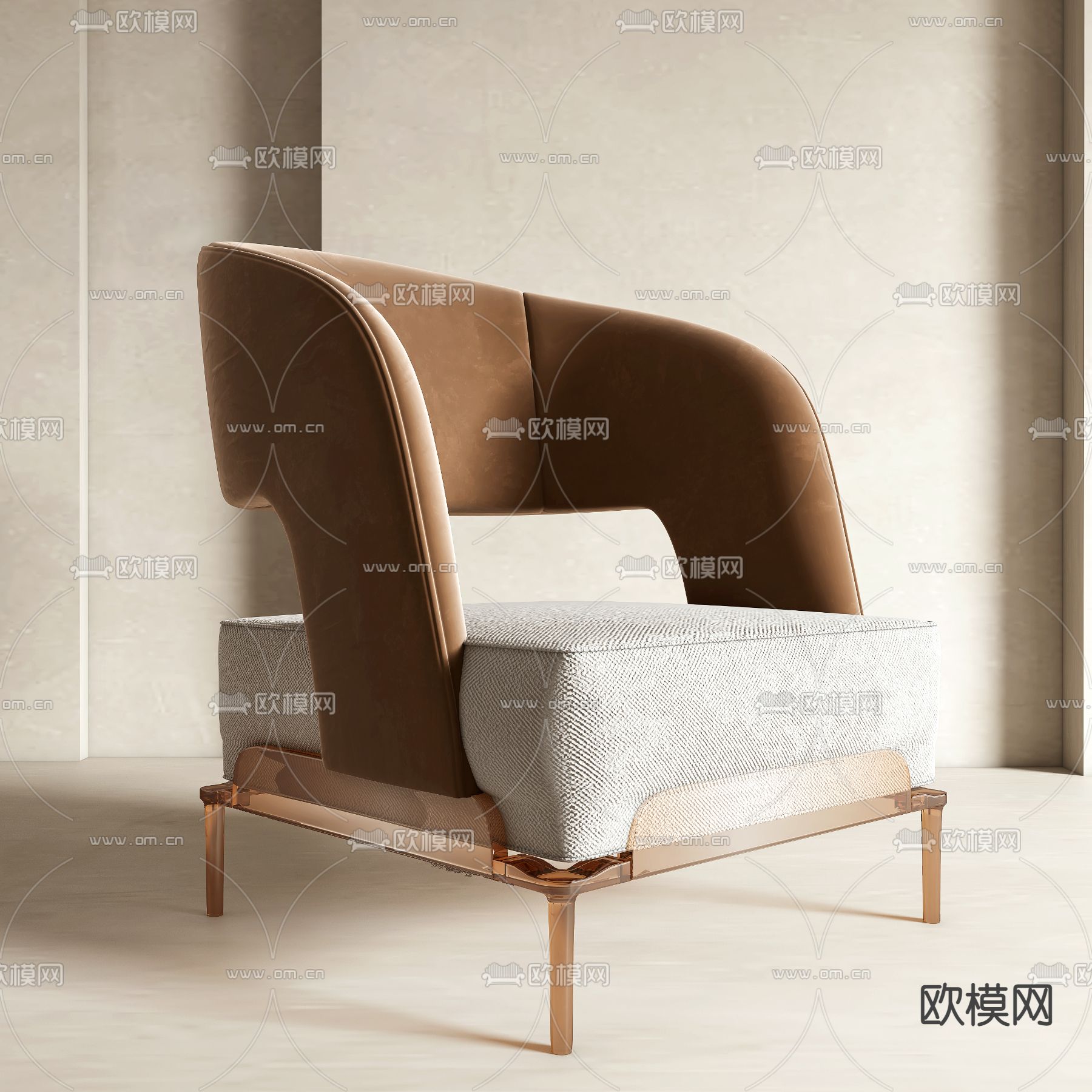 现代布艺单人沙发3d模型