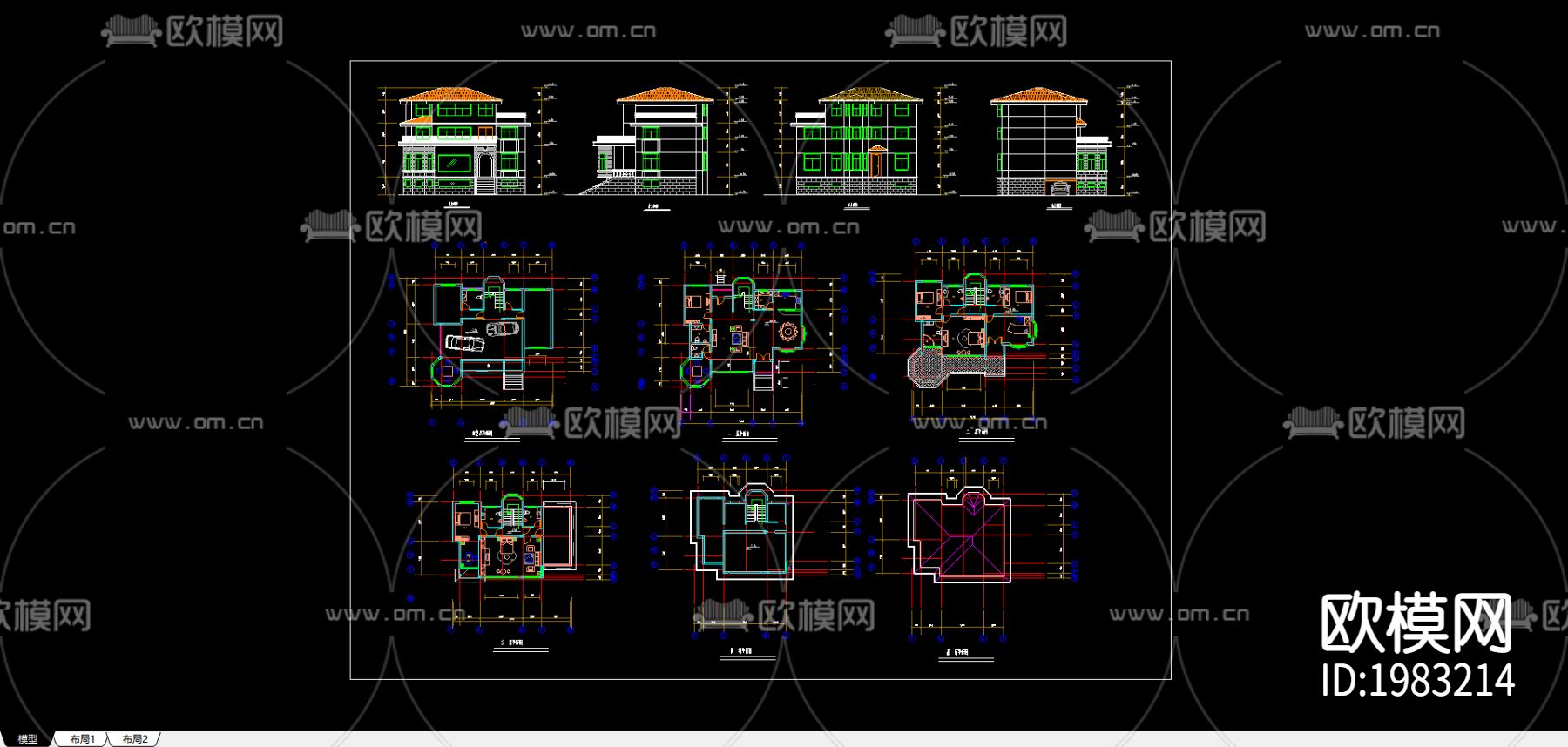 别墅cad平面布置图下载