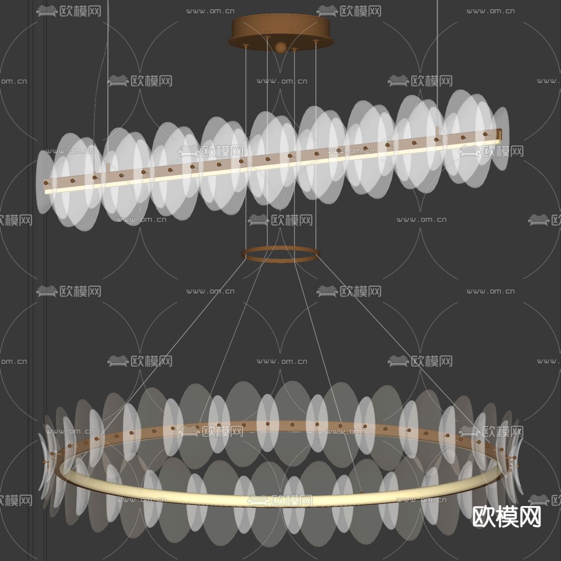 现代轻奢水晶吊灯su模型