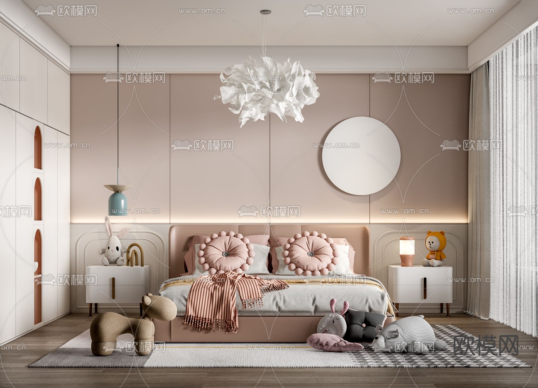 现代女孩儿童房su模型