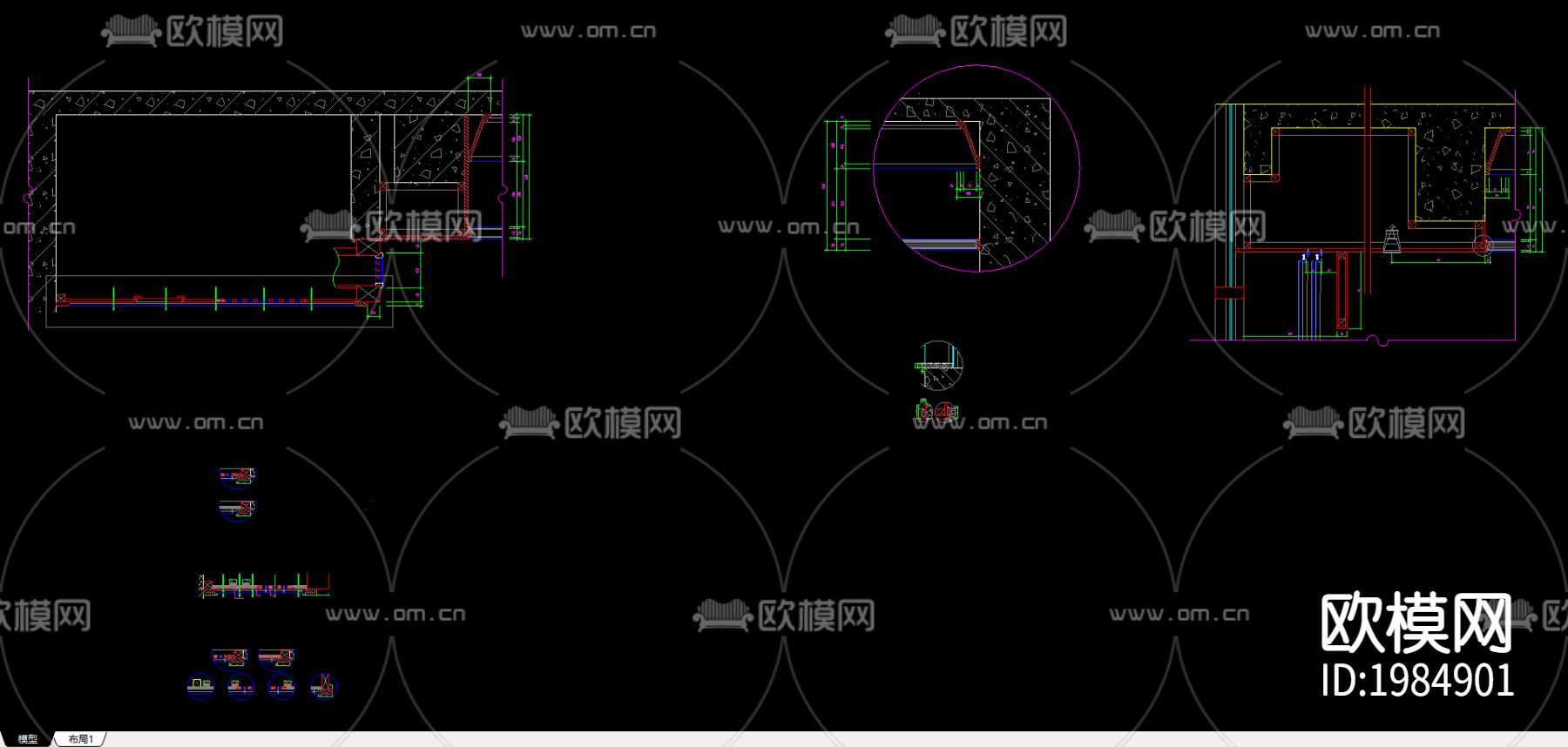 五星级标准客房cad施工图下载（渲染图2）