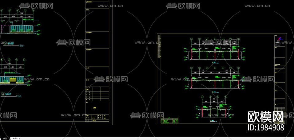 超越集团二期钢结构cad施工图下载(渲染图1)