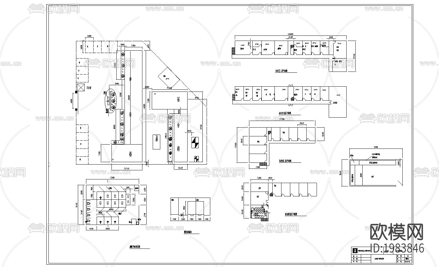 博物馆办公区平面cad图库下载