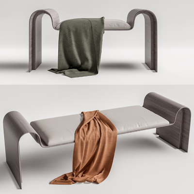  现代床尾凳矮凳su模型 