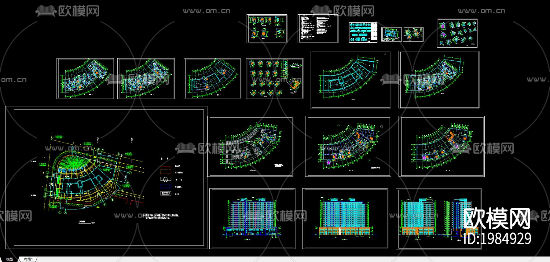 凯悦宾馆建筑cad施工图下载