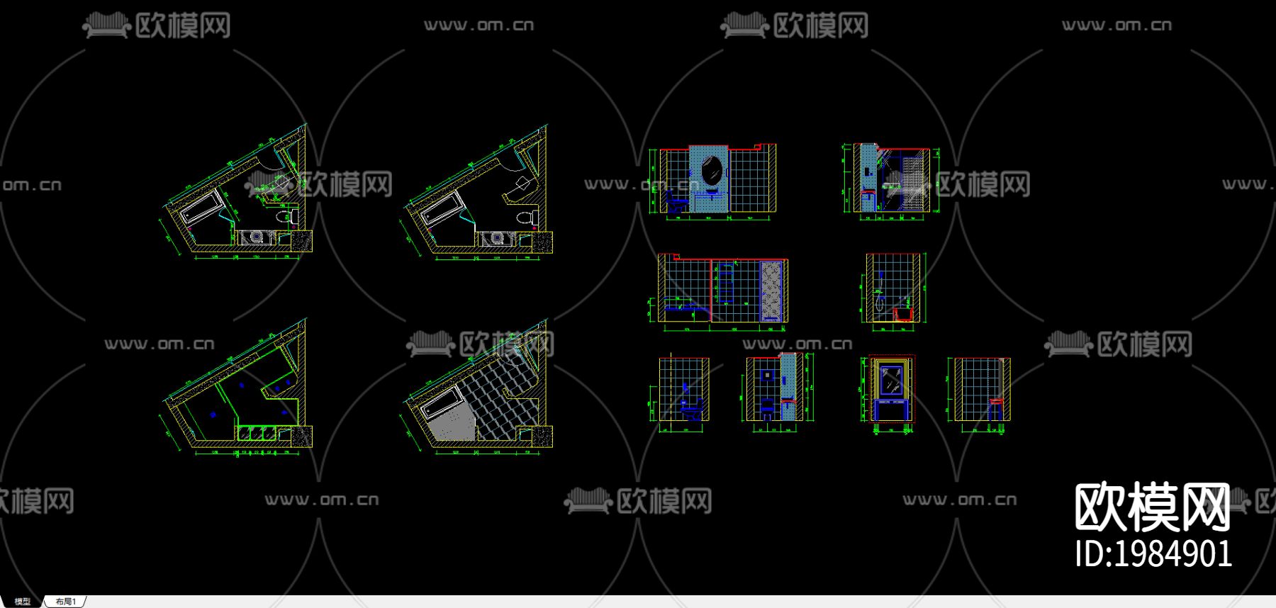 五星级标准客房cad施工图下载（渲染图3）
