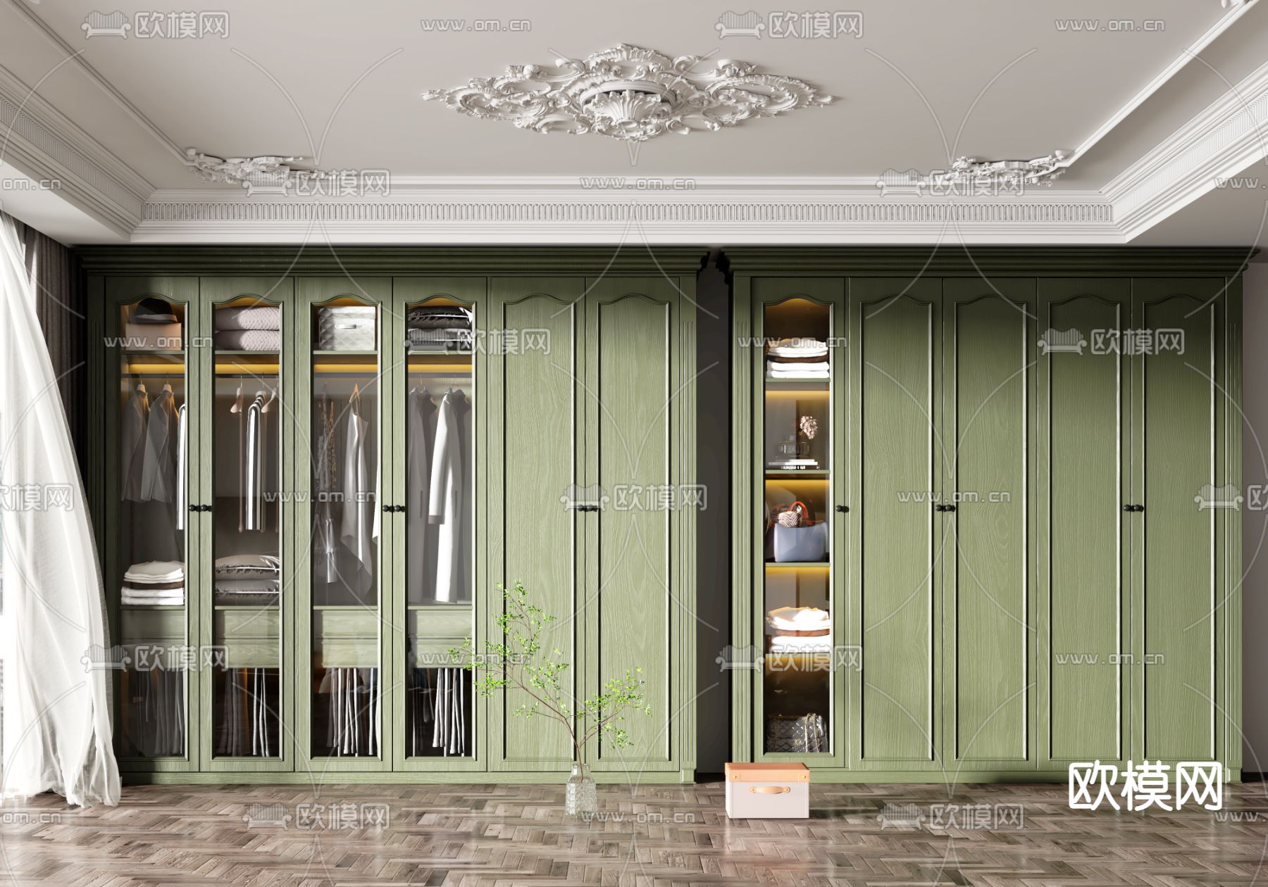 美式轻奢衣柜3d模型下载