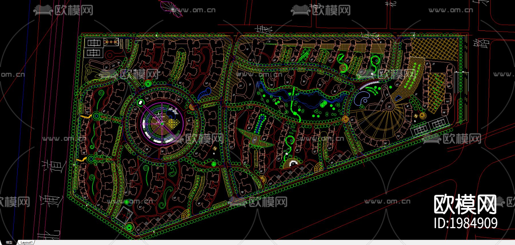深圳知名小区cad施工图下载（渲染图2）