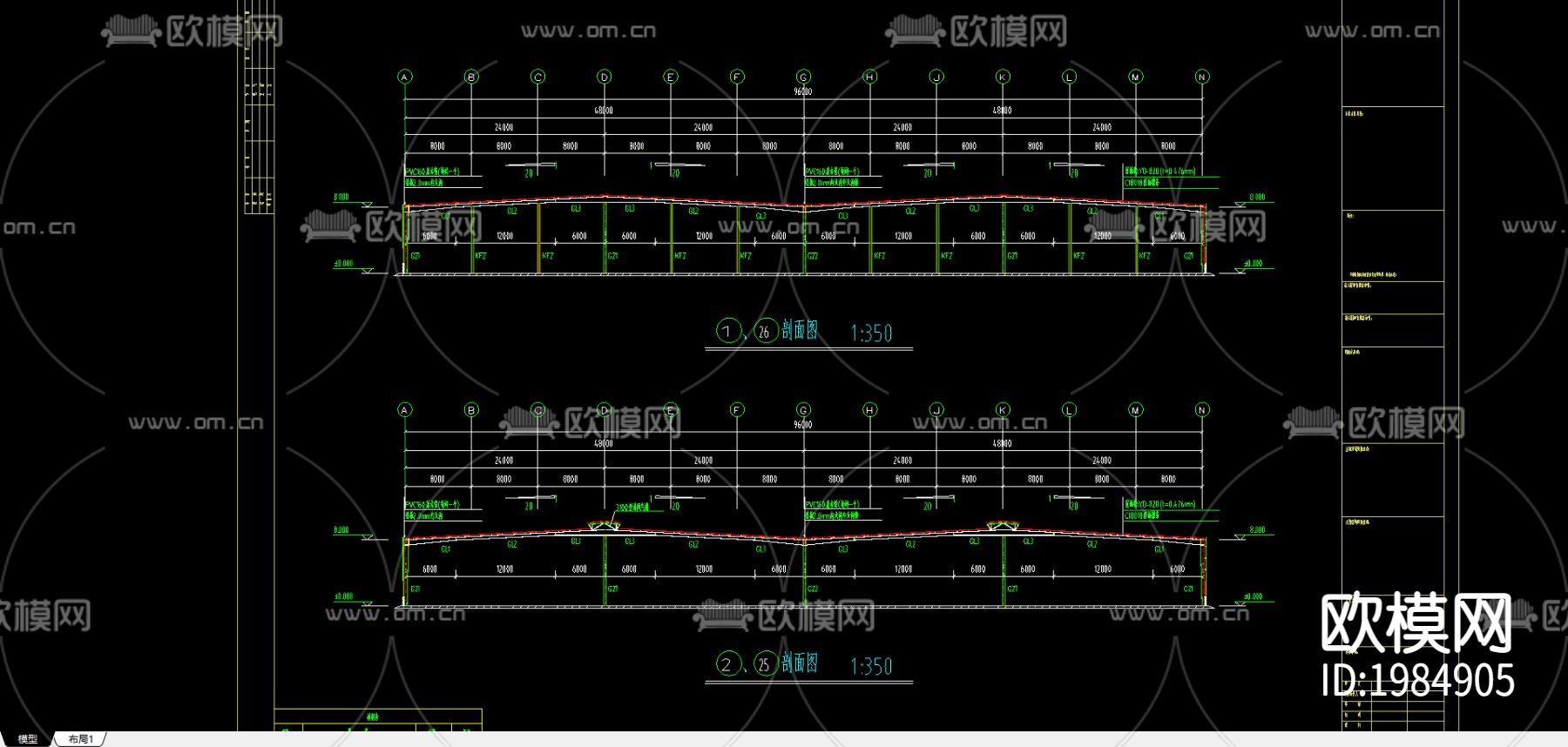 175米x96米河南郑州工程cad施工图下载（渲染图1）