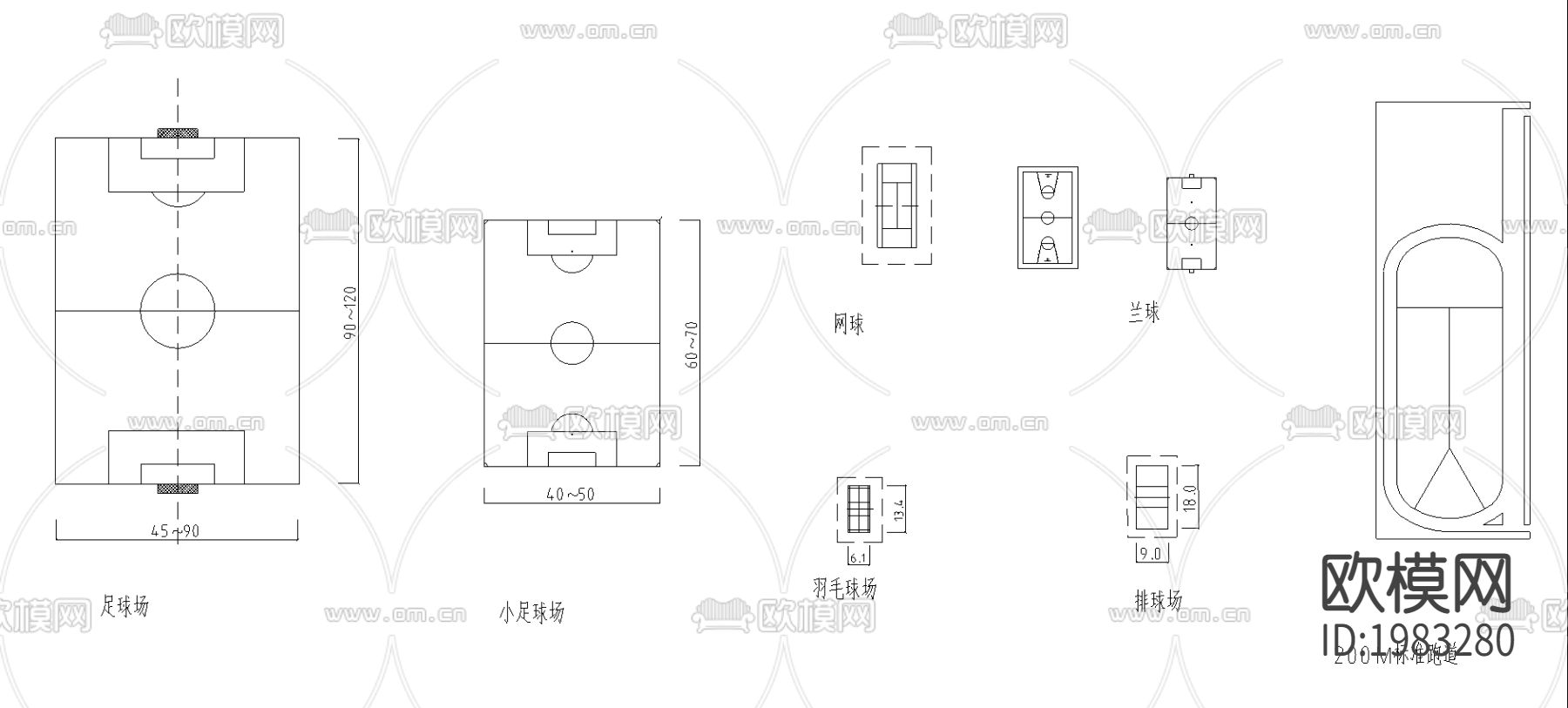 运动场CAD施工图下载（渲染图2）