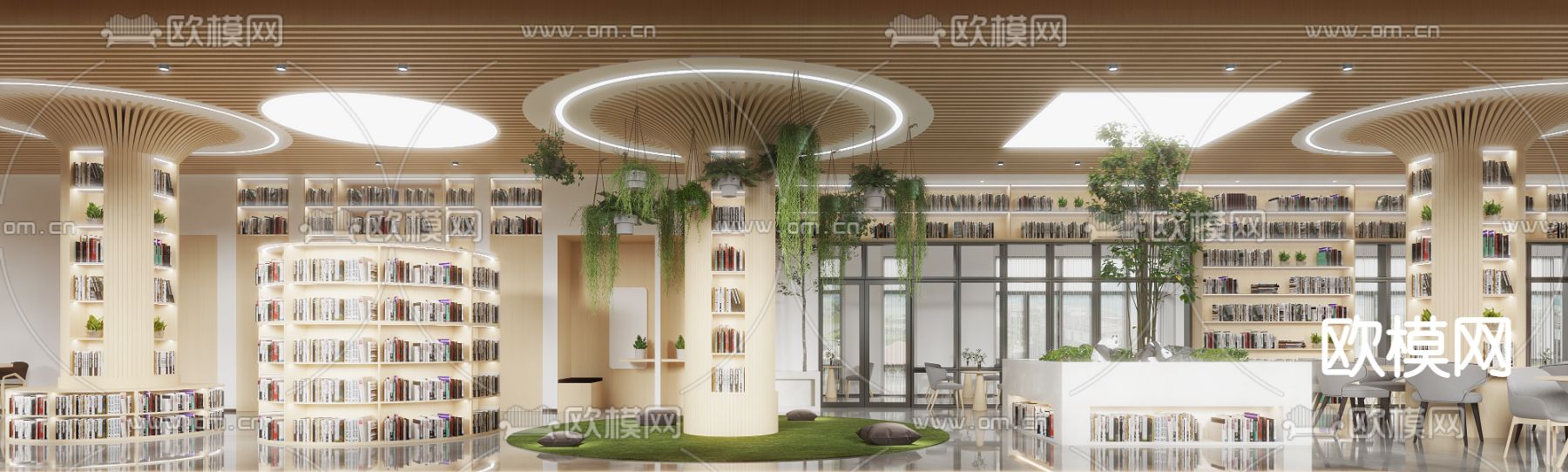 现代图书馆书吧3d模型