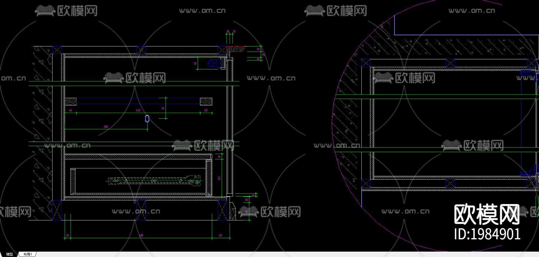 五星级标准客房cad施工图下载（渲染图1）