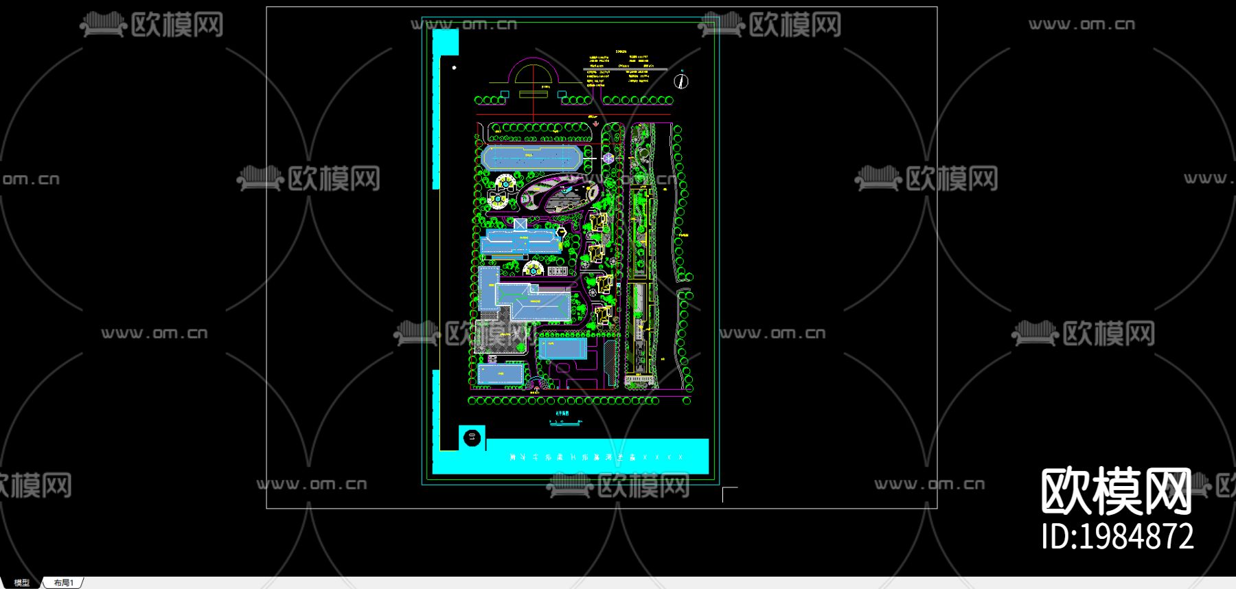 福利院总平面图cad图库下载