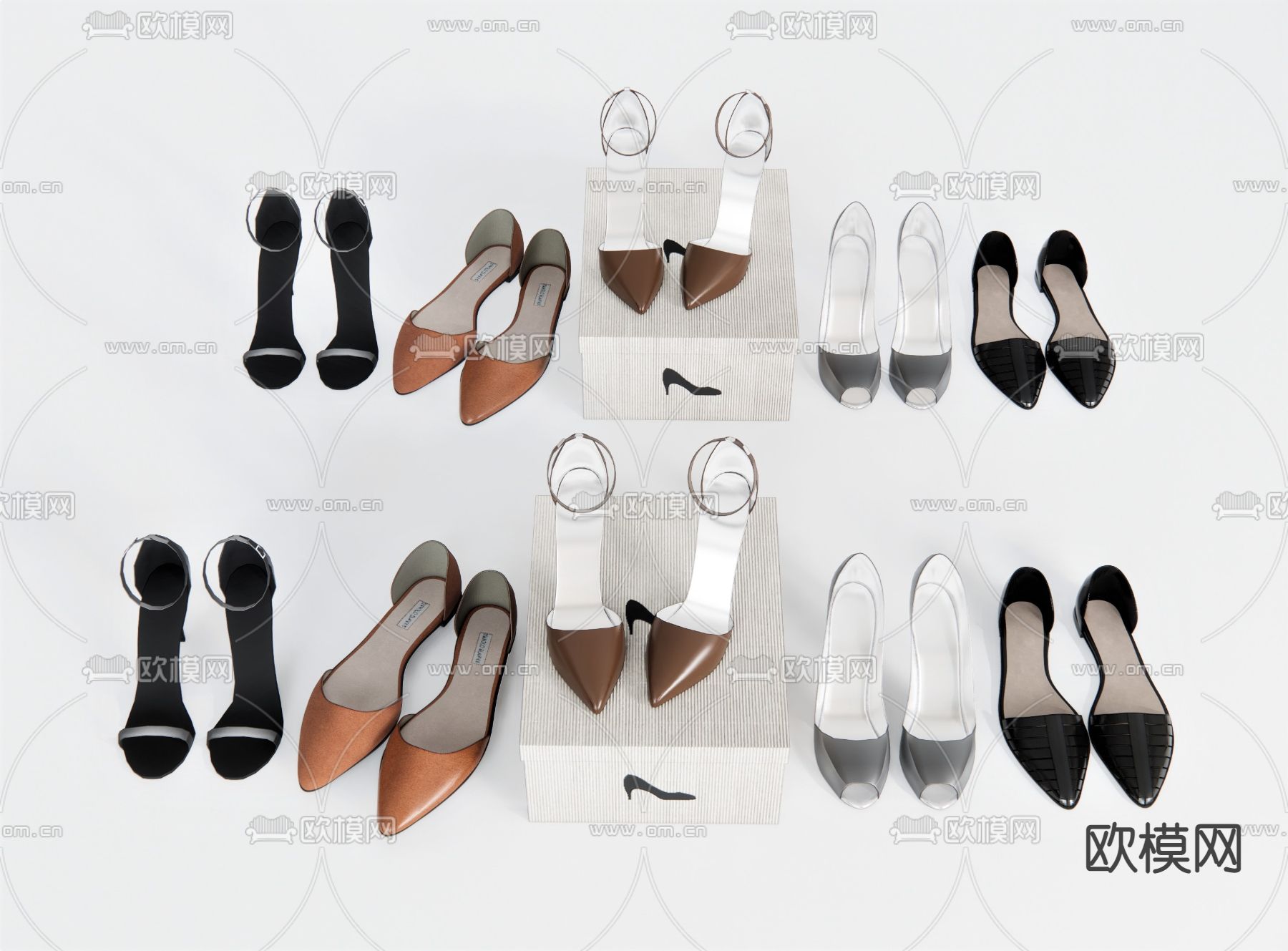 现代高跟鞋皮鞋su模型下载（渲染图1）