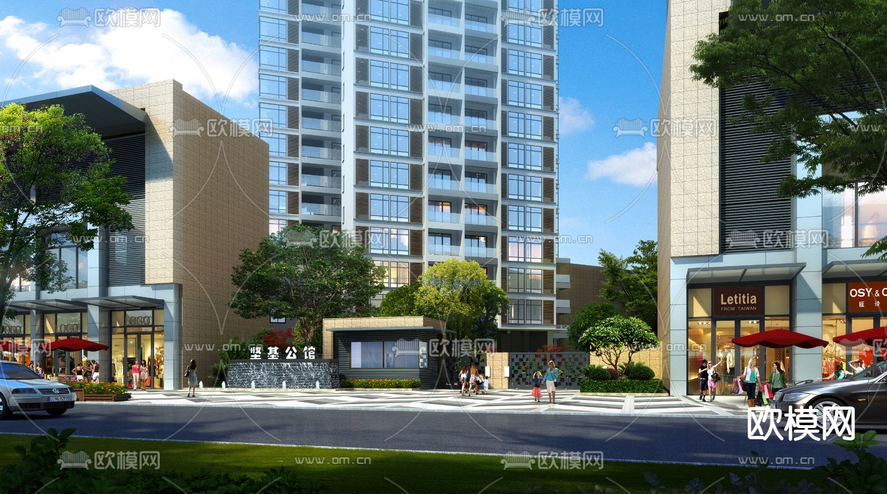现代住宅小区大门入口3d模型