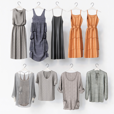  现代服饰连衣裙套衫su模型 