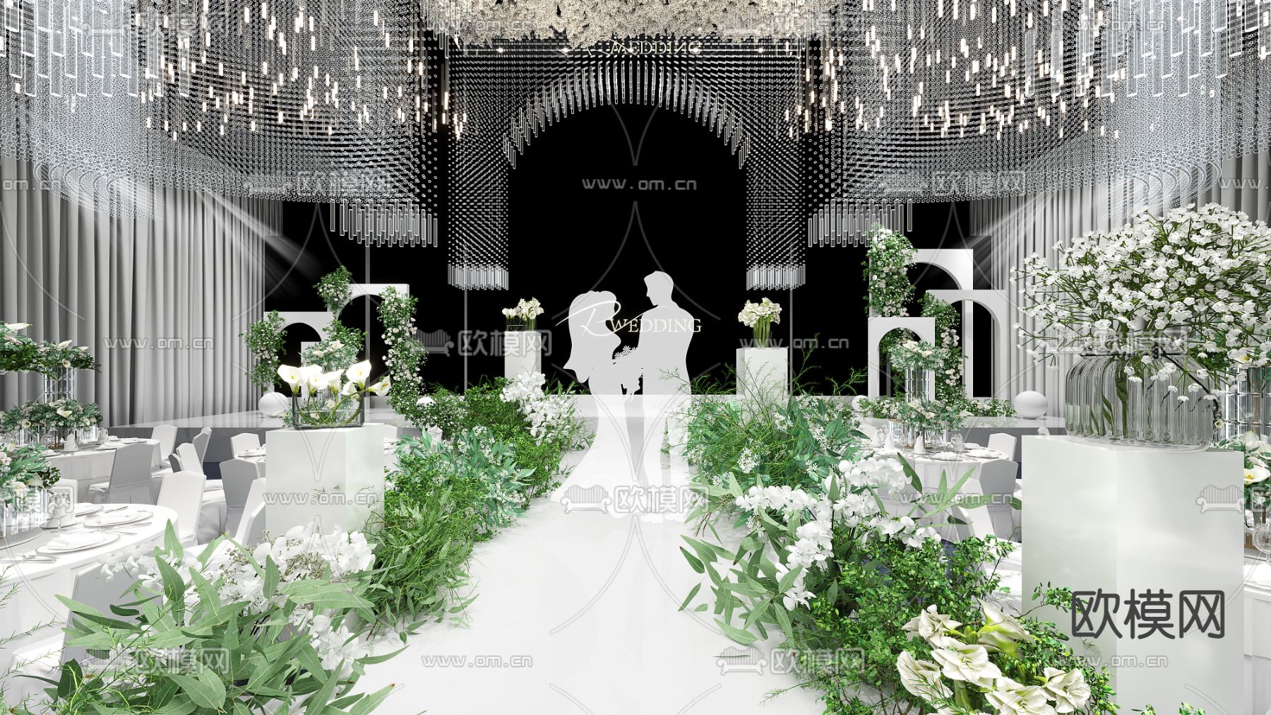 现代婚礼舞台宴会厅3d模型