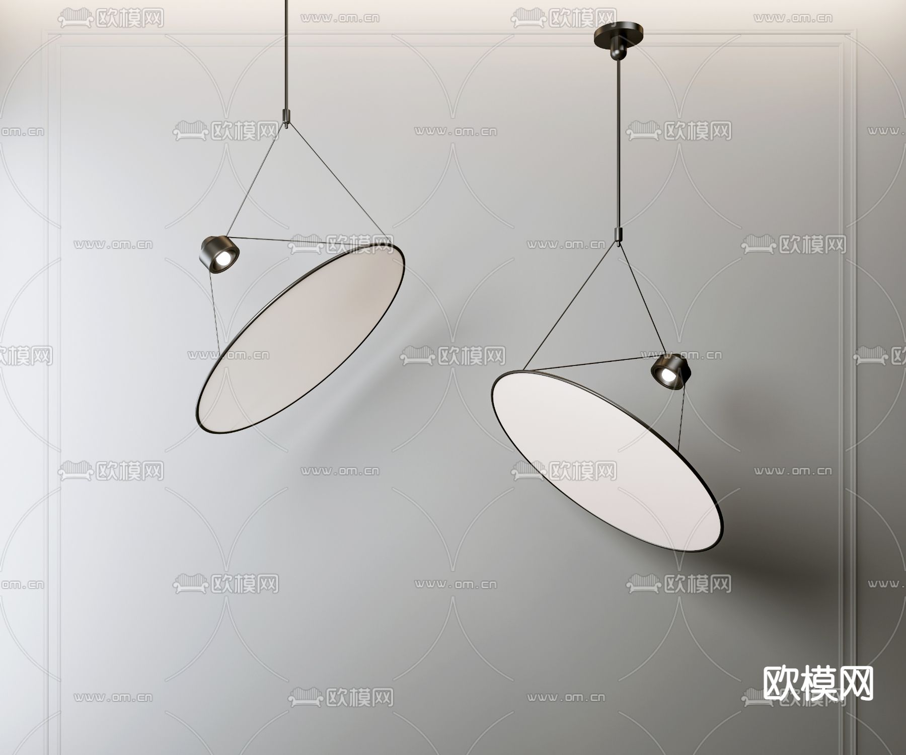 现代金属圆形吊灯su模型