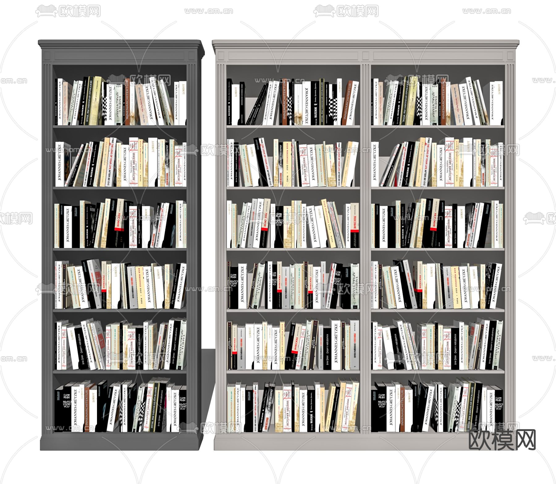 简欧书柜su模型下载