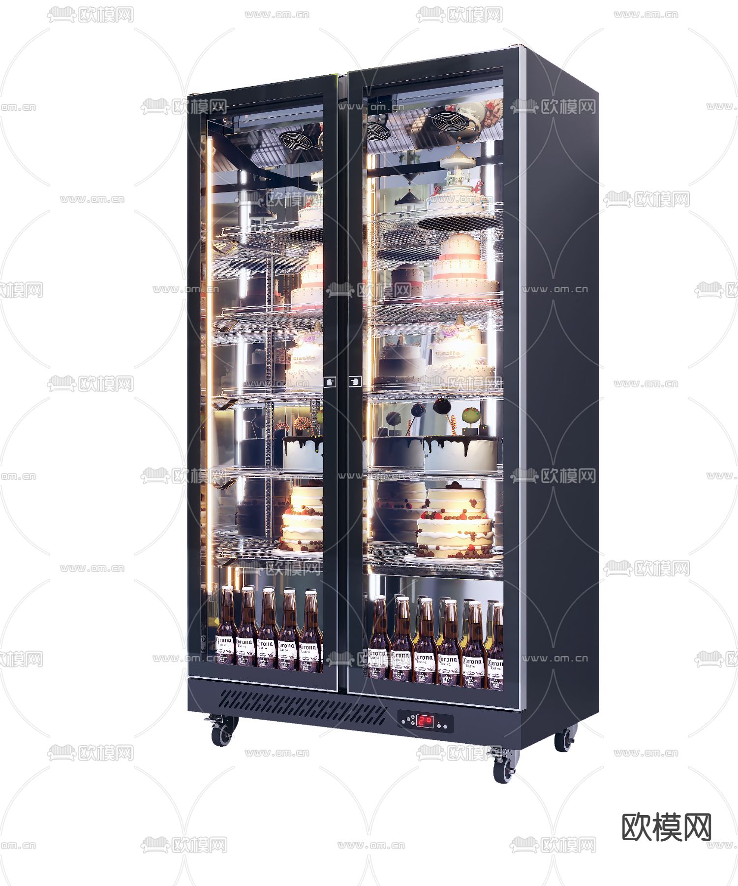 现代冰箱冰柜3d模型下载（渲染图3）