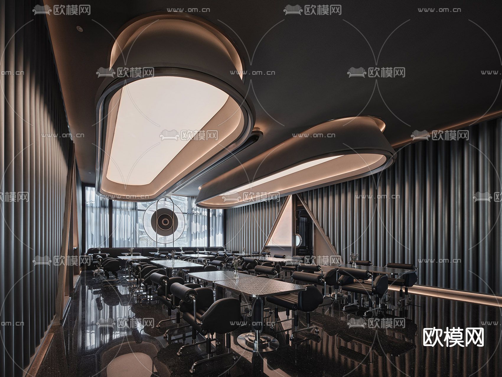 现代西餐厅su模型下载（渲染图2）